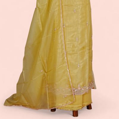 Organza Tissue Butta Yellow Salwar Suit Set