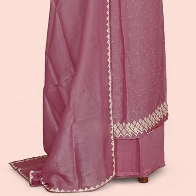 Organza Crushed Butta Purple Salwar Suit Set