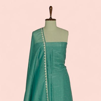 Organza Crushed Butta Sea Green Salwar Suit Set