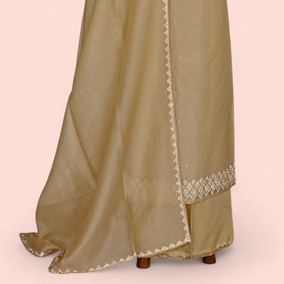 Organza Crushed Butta Cream Salwar Suit Set