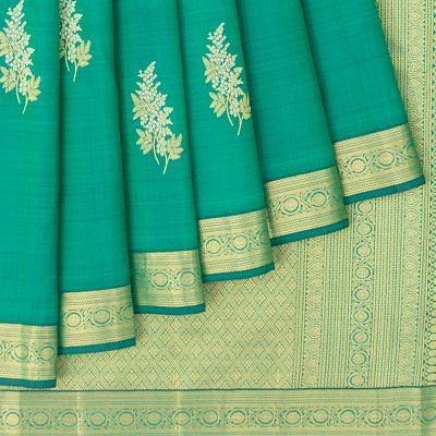 Classic Kanchipuram Silk Butta Bottle Green Saree