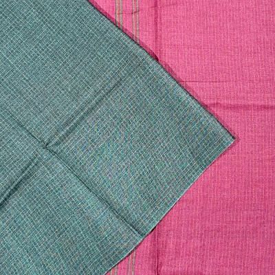 Tussar Vertical Lines Half And Half Green Saree