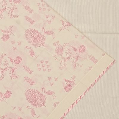 Chanderi Cotton Floral Printed White Saree