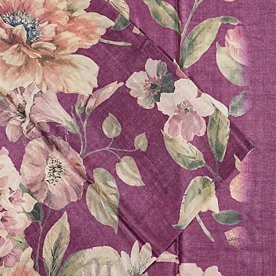 Tussar Floral Printed Purple Saree