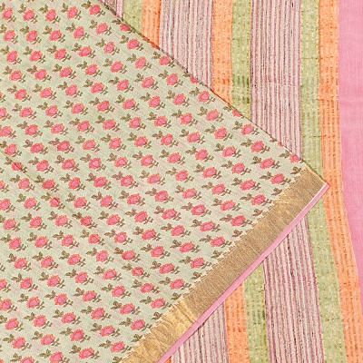 Chanderi Cotton Floral Printed Cream Saree