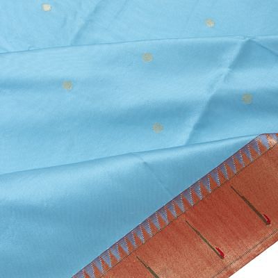 Paithani Silk Butta Sky Blue Saree With Muniya Border