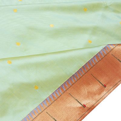 Paithani Silk Butta Sea Green Saree With Muniya Border