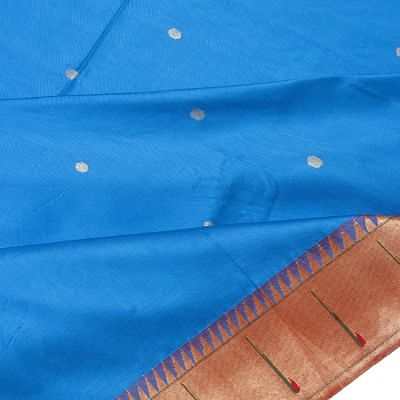 Paithani Silk Butta Blue Saree With Muniya Border