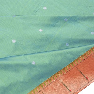 Paithani Silk Butta Dual Tone Green And Blue Saree With Muniya Border