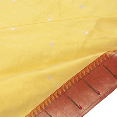 Paithani Silk Butta Lemon Yellow Saree With Muniya Border