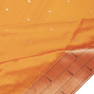 Paithani Silk Butta Mustard Yellow Saree With Triple Muniya Border