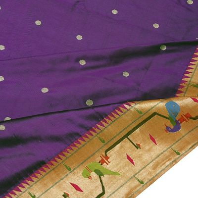 Paithani Silk Butta Violet Saree With Akruthi Border