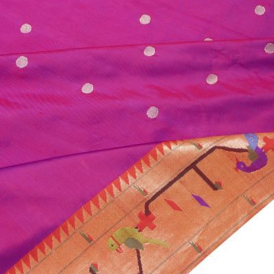 Paithani Silk Butta Purple Saree With Akruthi Border