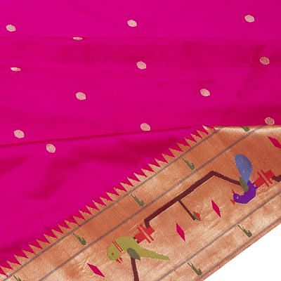 Paithani Silk Butta Rani Pink Saree With Akruthi Border