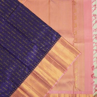 Kanchipuram Silk Brocade Dark Blue Saree