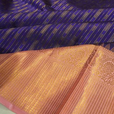 Kanchipuram Silk Brocade Dark Blue Saree