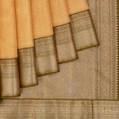 Kanchipuram Silk Brocade Cream Saree