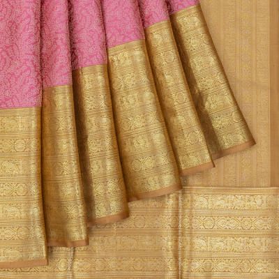 Kanchipuram Silk Brocade Pink Saree