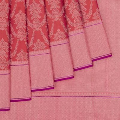 Kanchipuram Silk Brocade Dual Tone Pink And Orange Saree