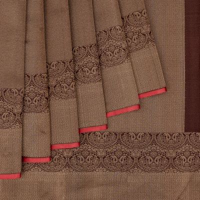 Kanchipuram Silk Brocade Brown Saree