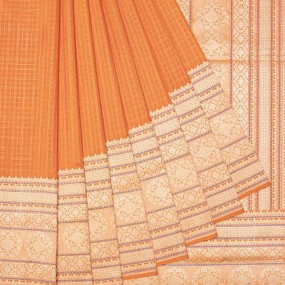 Banarasi Silk Checks Orange Saree