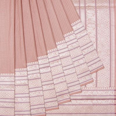 Banarasi Silk Checks Peach Saree