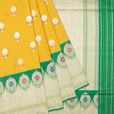 Banarasi Silk Butta Yellow Saree