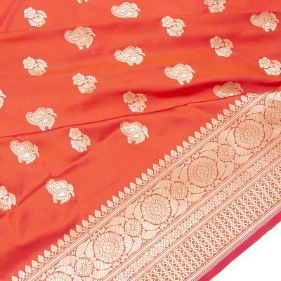 Banarasi Silk Butta Vermillion Orange Saree