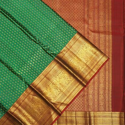 Kanchipuram Silk Brocade Dark Green Saree