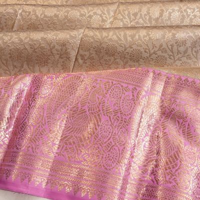 Kanchipuram Silk Brocade Cream Saree