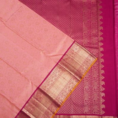 Kanchipuram Silk Brocade Baby Pink Saree