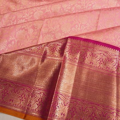 Kanchipuram Silk Brocade Baby Pink Saree