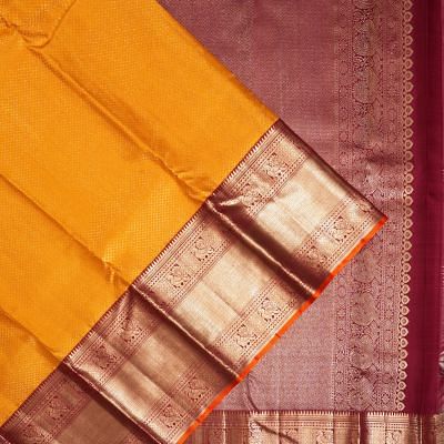 Kanchipuram Silk Brocade Orange Saree