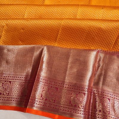 Kanchipuram Silk Brocade Orange Saree