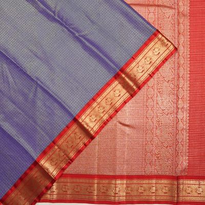 Kanchipuram Silk Checks Dark Blue Saree