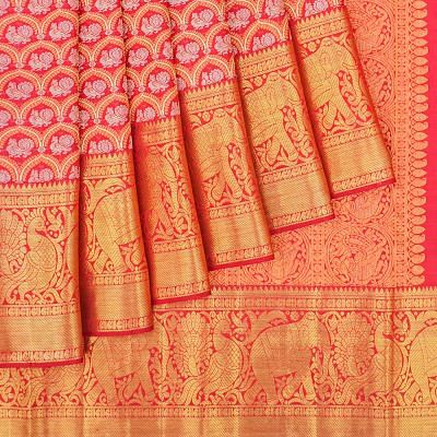 Kanchipuram Silk Brocade Red Saree