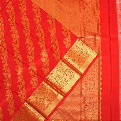 Kanchipuram Silk Leheriya Jaal Red Saree