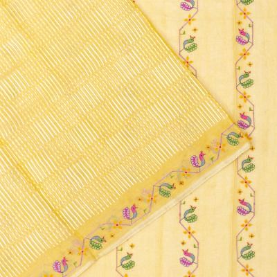 Organza Brocade Yellow Saree Wth Embroidery