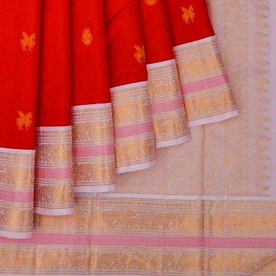 Kanchipuram Silk Butta Red Saree