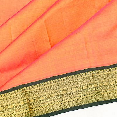 Kanchipuram Silk Plain Dual Tone Pink And Orange Saree