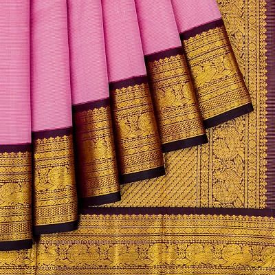 Classic Kanchipuram Silk Oosi Lines Lilac Saree