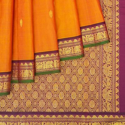 Classic Kanchipuram Silk Butta Mustard Yellow Saree