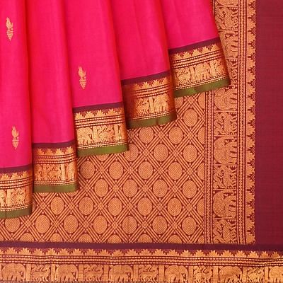 Classic Kanchipuram Silk Butta Pink Saree