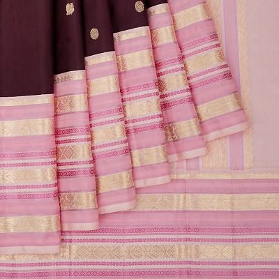 Kanchipuram Silk Butta Chaco Brown Saree