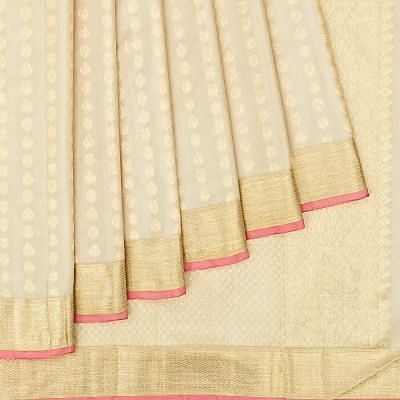 Kanchipuram Silk Butta Off White Saree