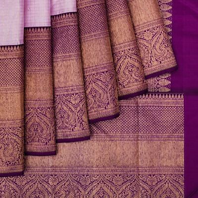 Kanchipuram Silk Checks Pink Saree