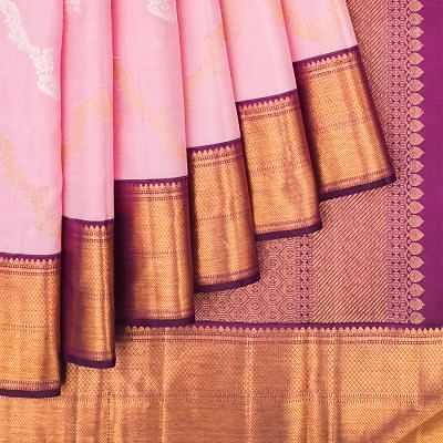 Kanchipuram Silk Jaal Pink Saree