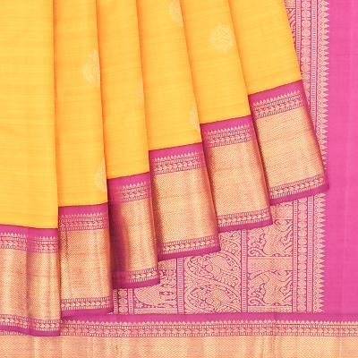 Kanchipuram Silk Butta Yellow Saree