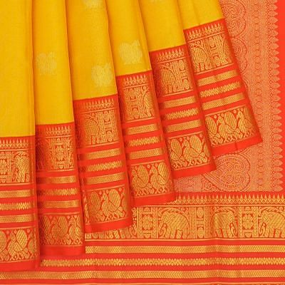 Kanchipuram Silk Butta Yellow Saree