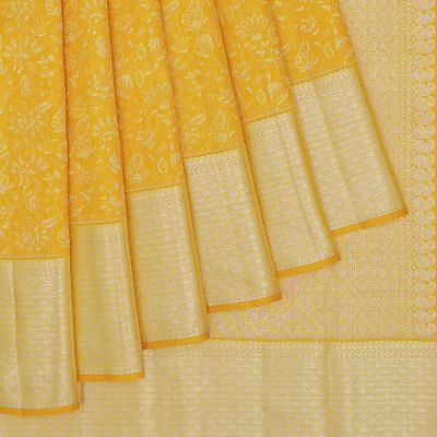 Kanchipuram Silk Brocade Yellow Saree